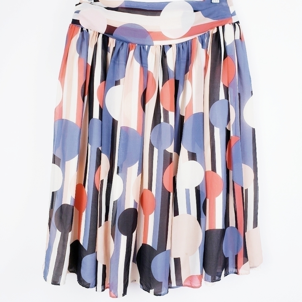J. Peterman  100%‎ Silk Polka Dot Print Full Skirt Size 6 Lined